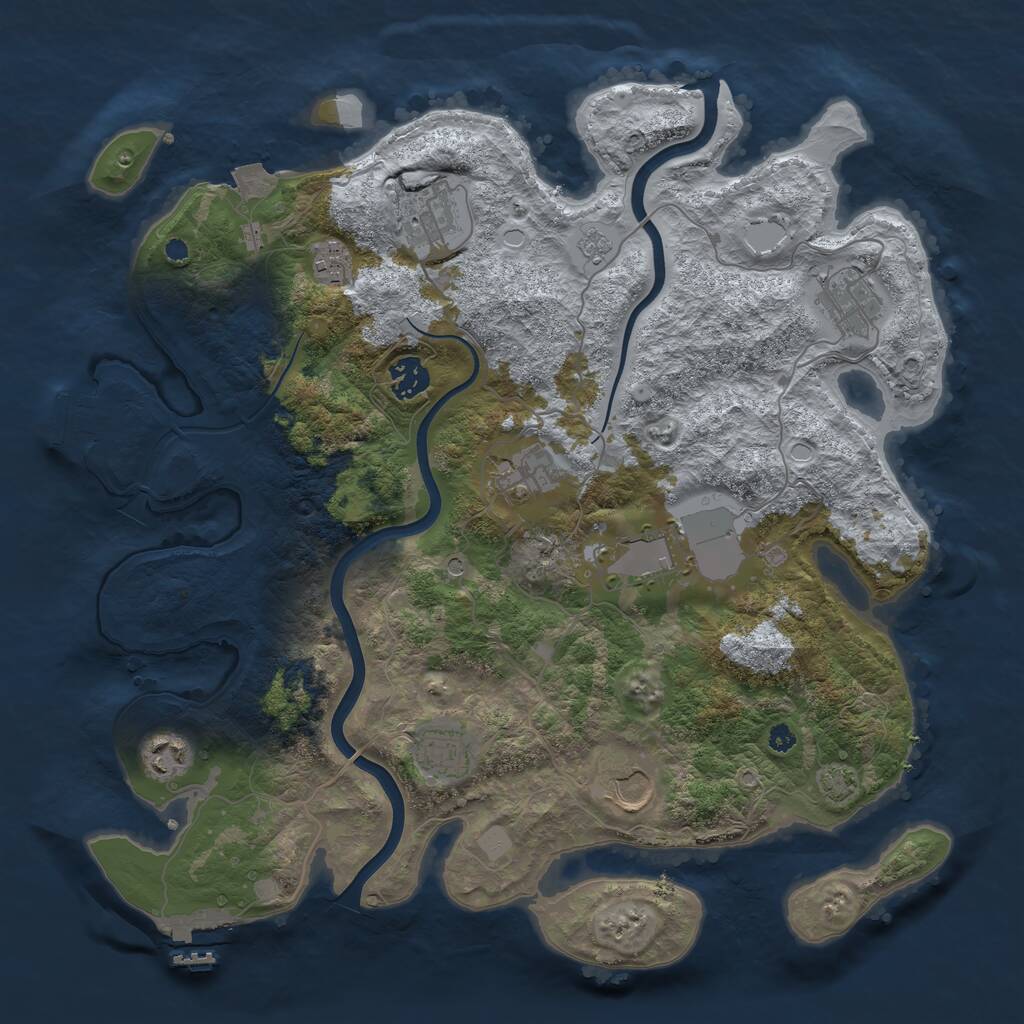 Rust Map: Procedural Map, Size: 3750, Seed: 529029, 15 Monuments