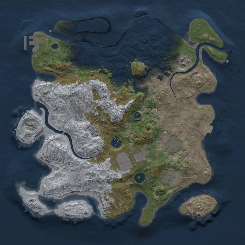 Rust Map: Procedural Map, Size: 3500, Seed: 1289914590, 13 Monuments