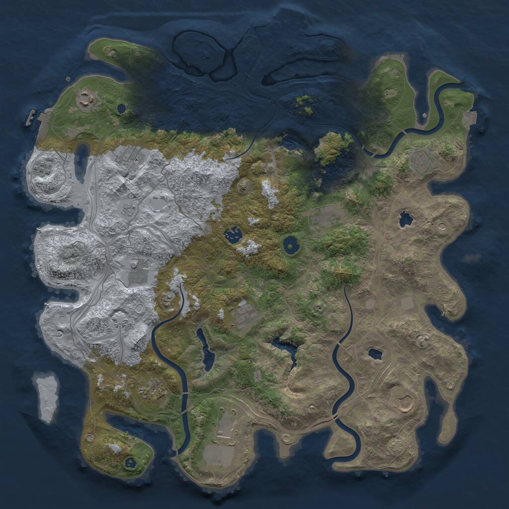Rust Map: Procedural Map, Size: 4500, Seed: 1833609020, 17 Monuments