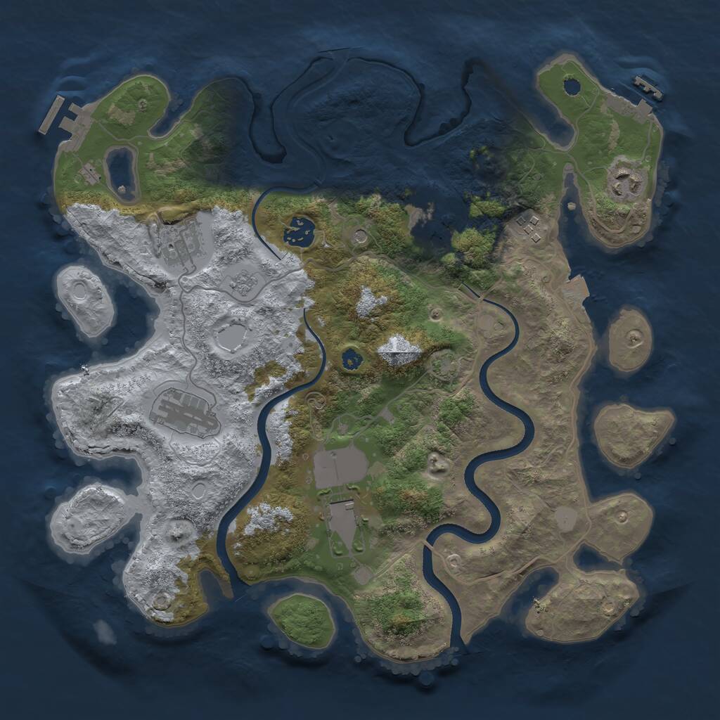 Rust Map: Procedural Map, Size: 3500, Seed: 643716225, 13 Monuments