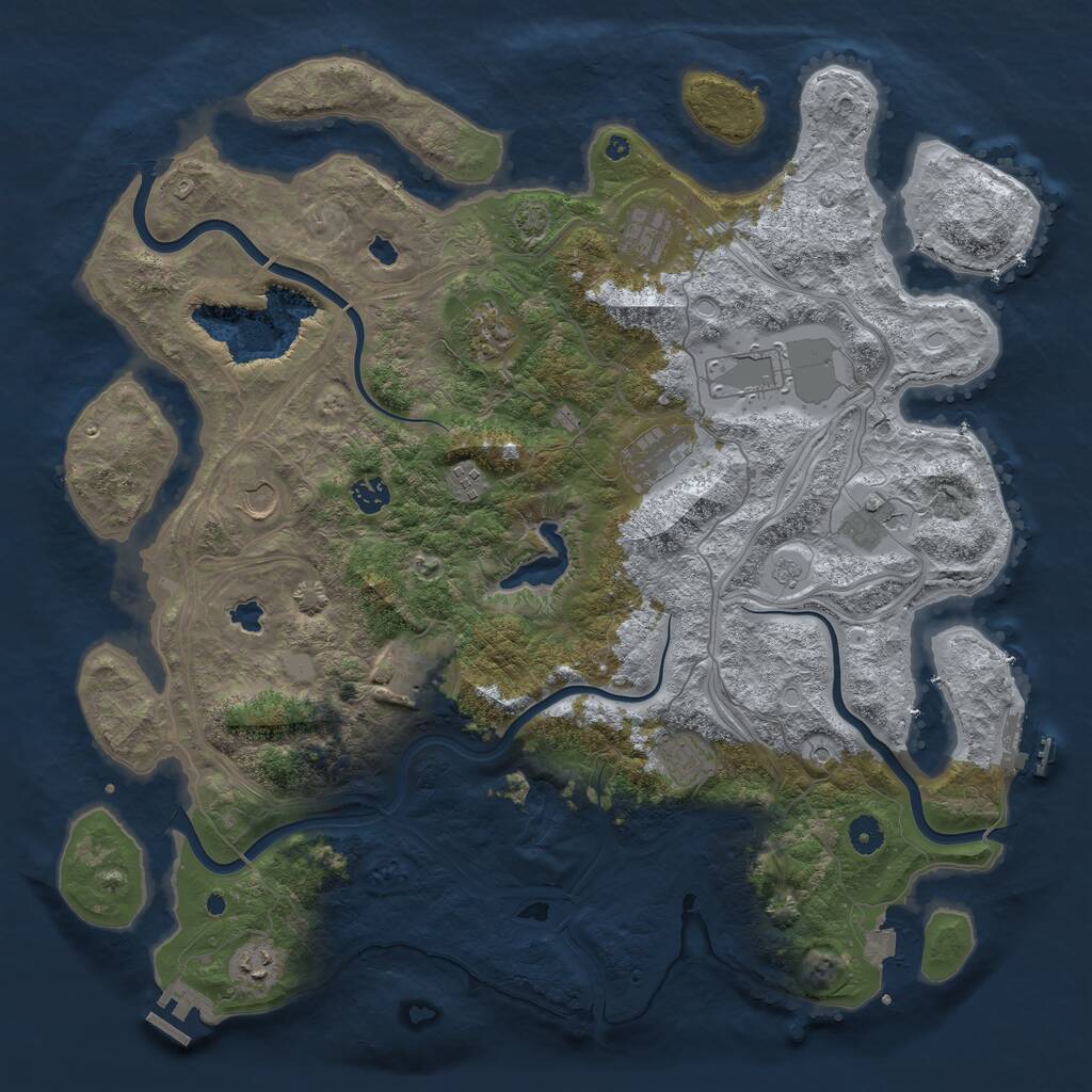 Rust Map: Procedural Map, Size: 4500, Seed: 494094868, 17 Monuments
