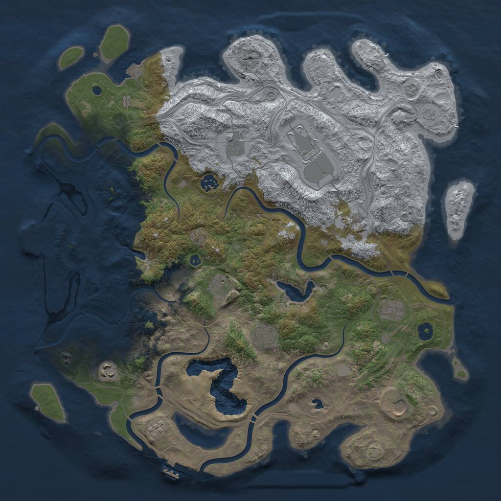 Rust Map: Procedural Map, Size: 4500, Seed: 1010954735, 16 Monuments
