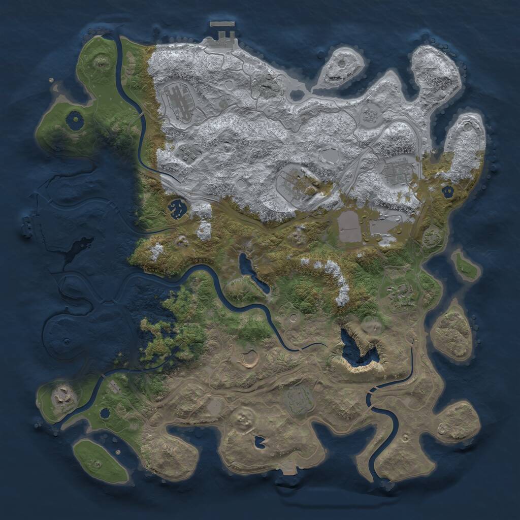 Rust Map: Procedural Map, Size: 4250, Seed: 84230546, 16 Monuments