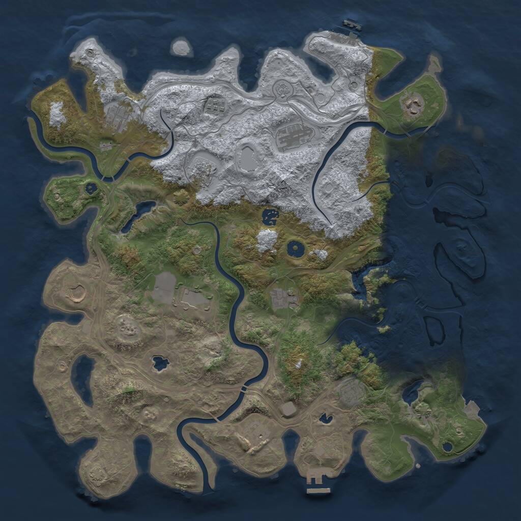 Rust Map: Procedural Map, Size: 4500, Seed: 1004772392, 17 Monuments