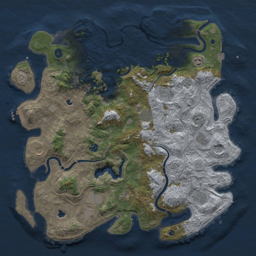 Rust Map: Procedural Map, Size: 4500, Seed: 231906699, 16 Monuments