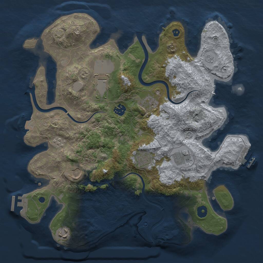 Rust Map: Procedural Map, Size: 3500, Seed: 2900000, 14 Monuments