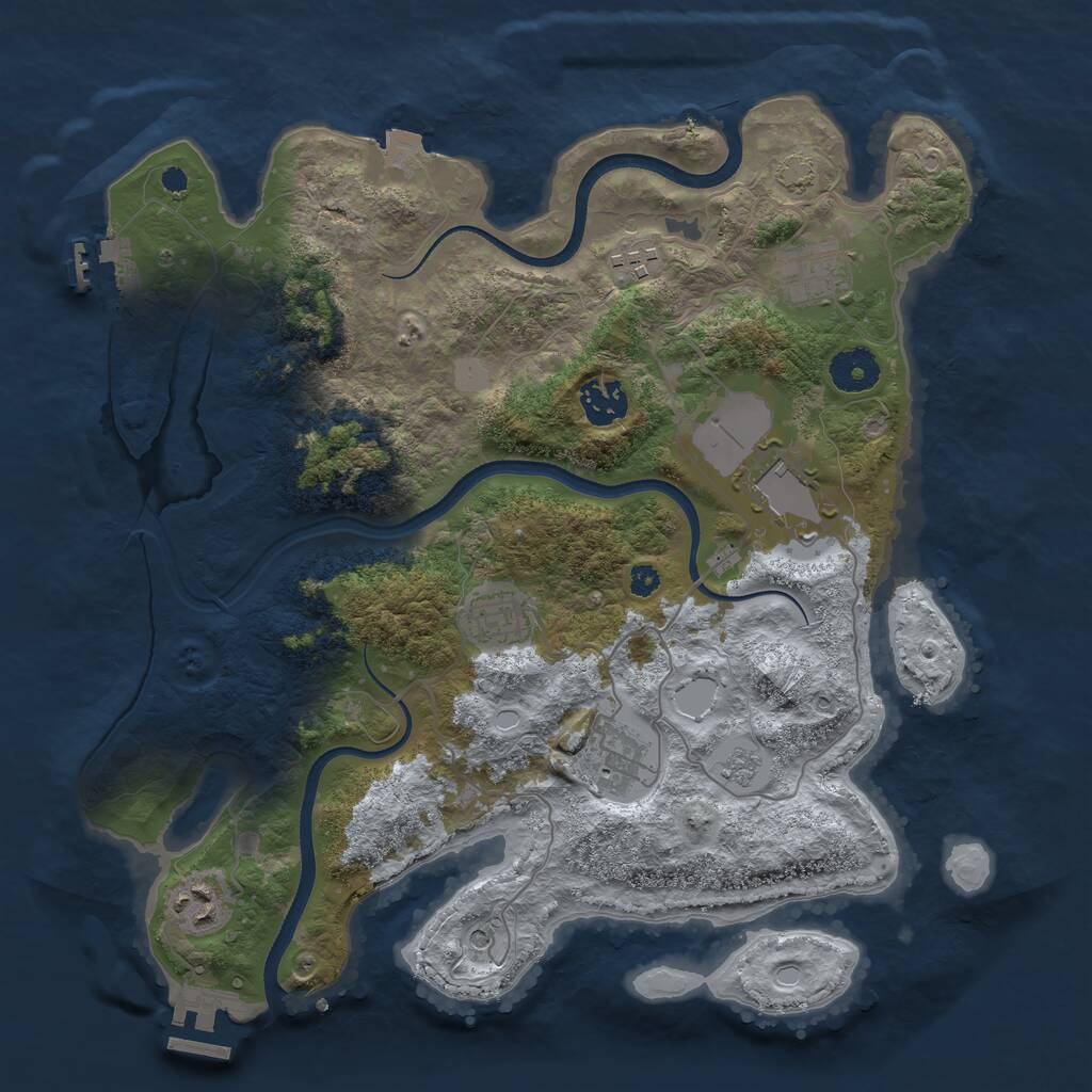 Rust Map: Procedural Map, Size: 3500, Seed: 1375472323, 13 Monuments