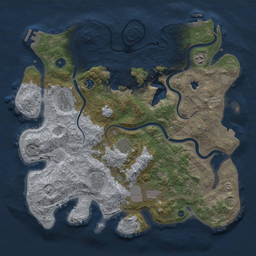 Rust Map: Procedural Map, Size: 4000, Seed: 998209, 14 Monuments
