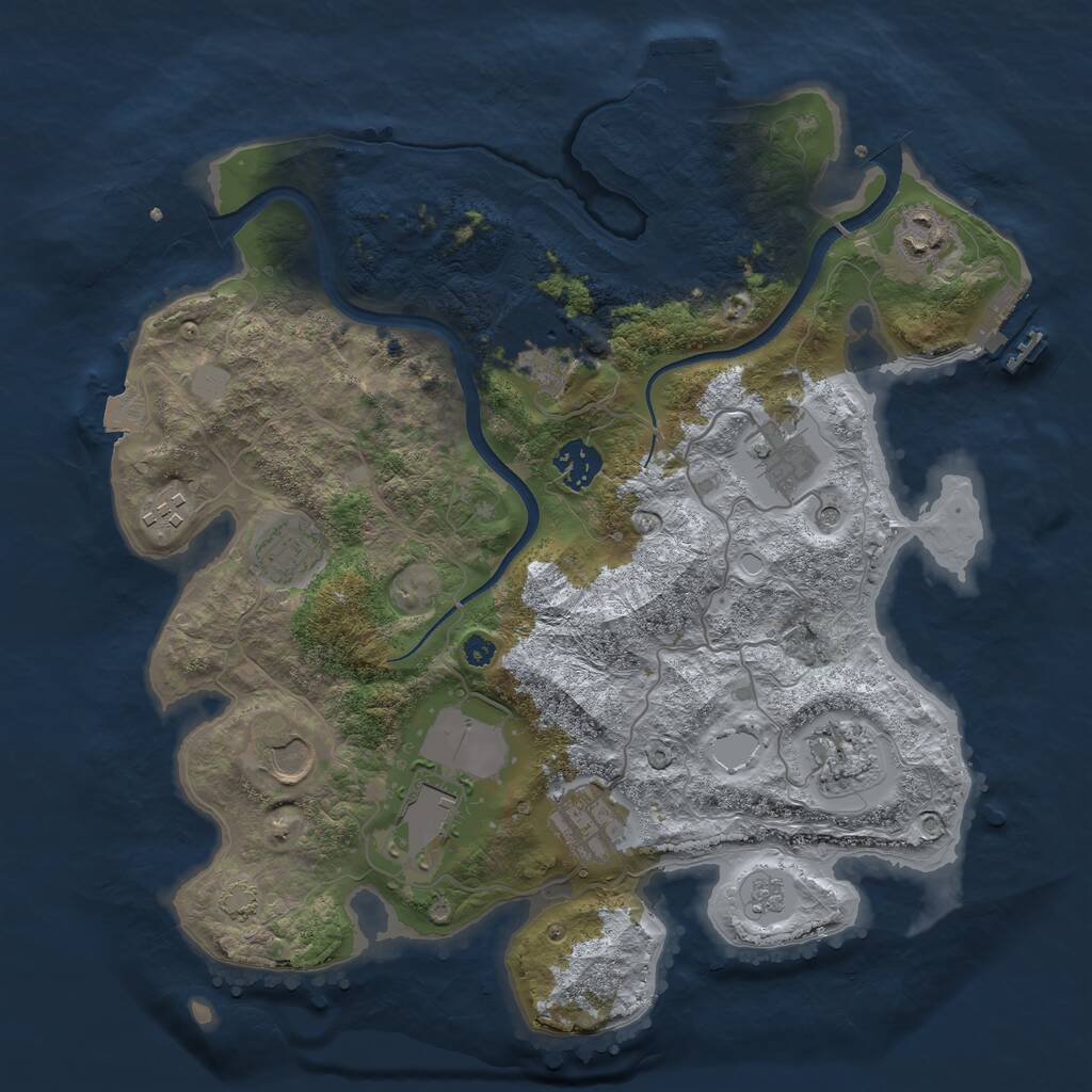 Rust Map: Procedural Map, Size: 3500, Seed: 102875765, 16 Monuments