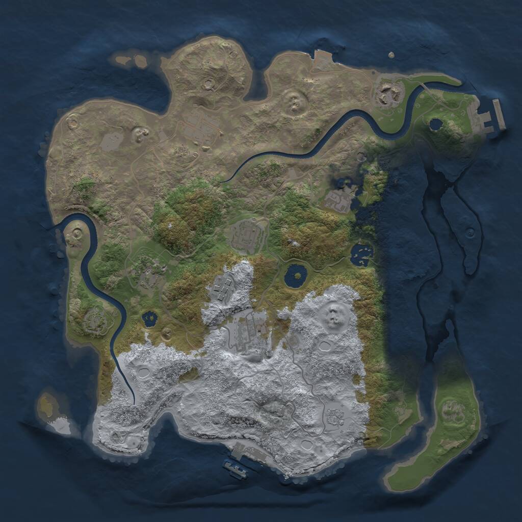 Rust Map: Procedural Map, Size: 3391, Seed: 166913572, 14 Monuments