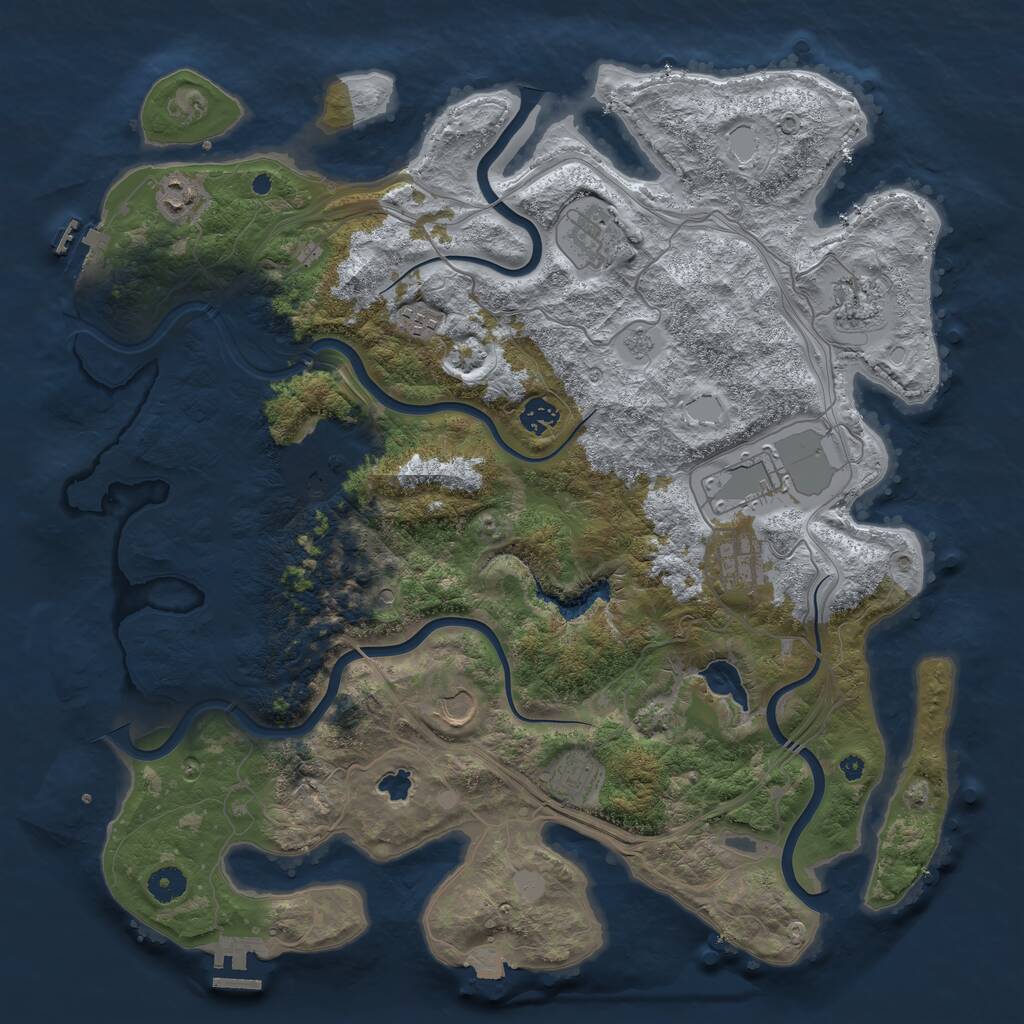 Rust Map: Procedural Map, Size: 4250, Seed: 813739962, 16 Monuments