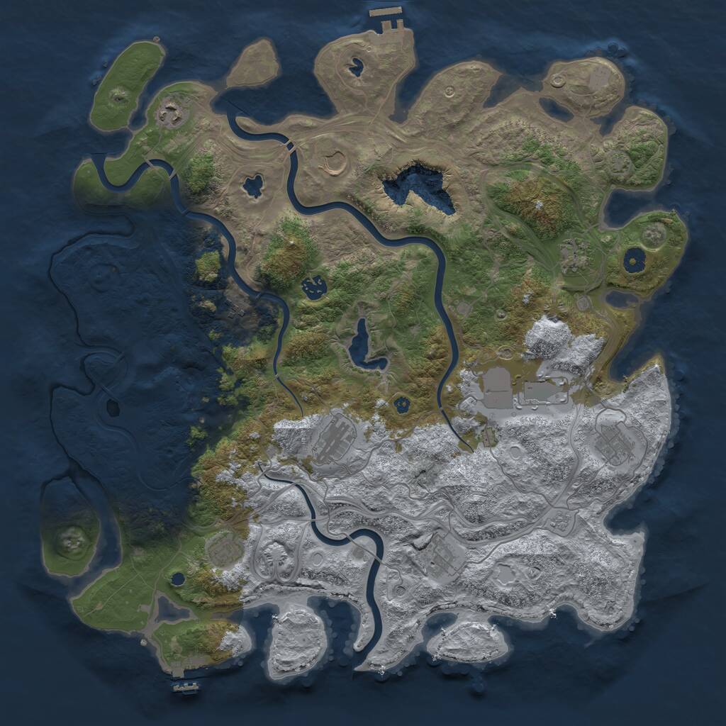 Rust Map: Procedural Map, Size: 4500, Seed: 23068, 16 Monuments