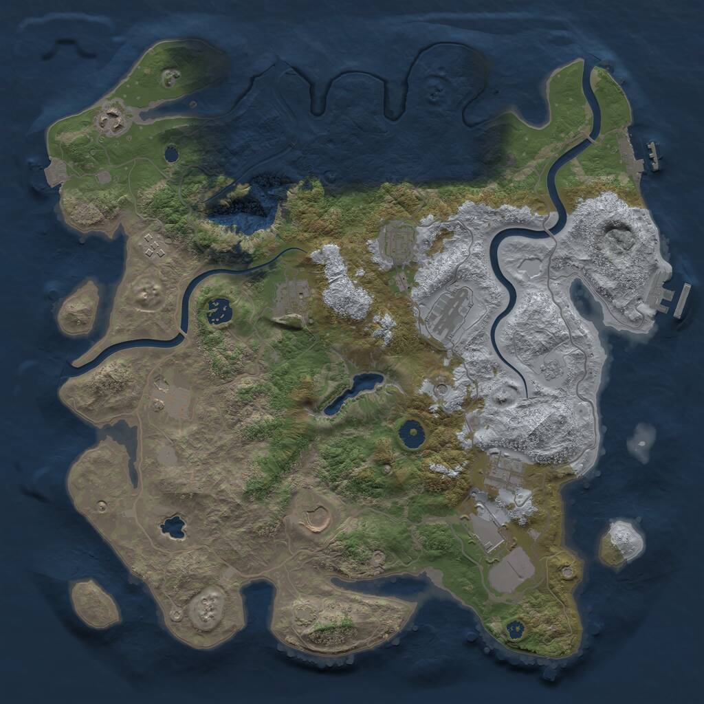 Rust Map: Procedural Map, Size: 4000, Seed: 2469952, 16 Monuments