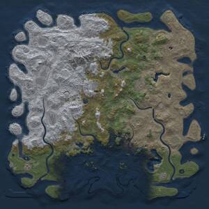 Thumbnail Rust Map: Procedural Map, Size: 6000, Seed: 1980755866, 17 Monuments