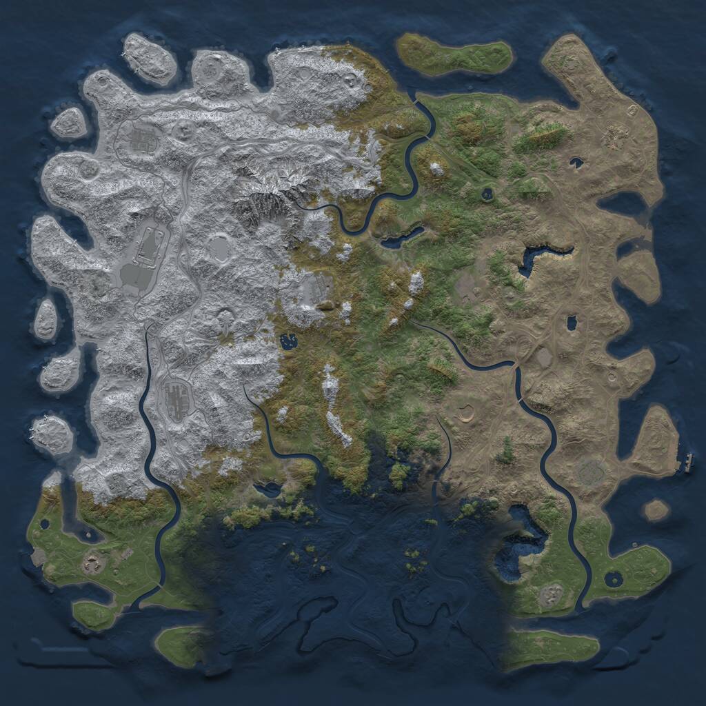 Rust Map: Procedural Map, Size: 6000, Seed: 1980755866, 17 Monuments