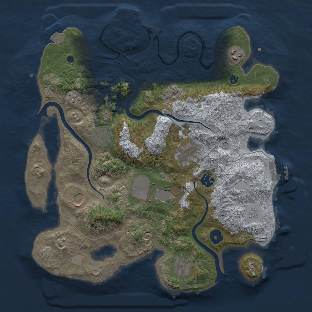 Rust Map: Procedural Map, Size: 3500, Seed: 1823885799, 14 Monuments