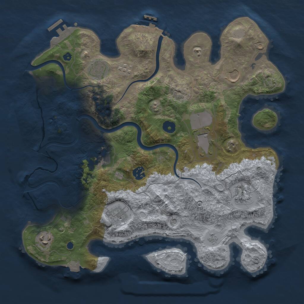 Rust Map: Procedural Map, Size: 3600, Seed: 2127402928, 15 Monuments