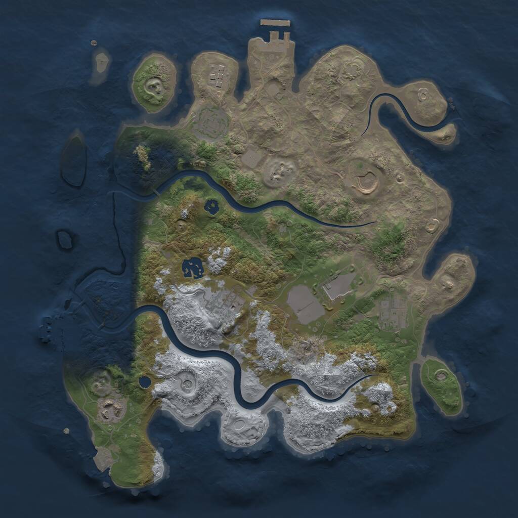 Rust Map: Procedural Map, Size: 3500, Seed: 66241800, 13 Monuments