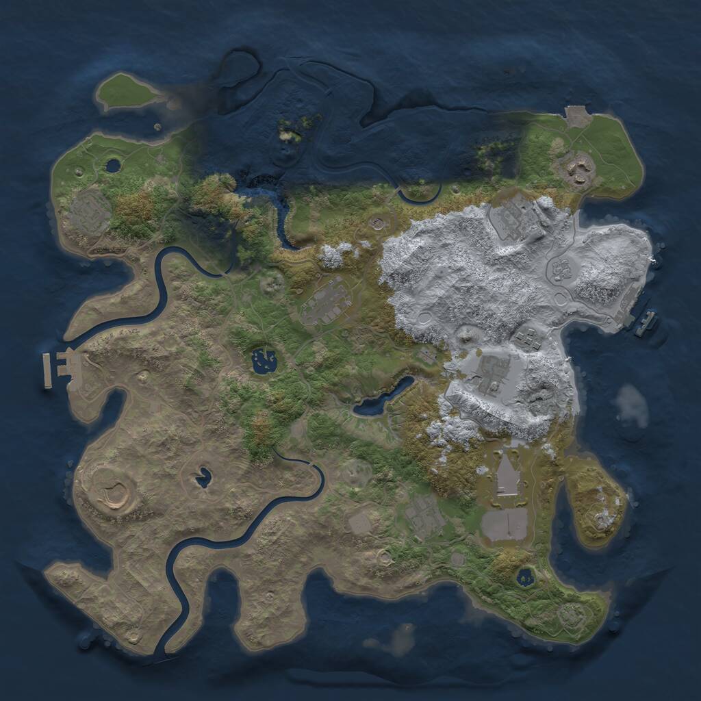 Rust Map: Procedural Map, Size: 4000, Seed: 885474731, 16 Monuments