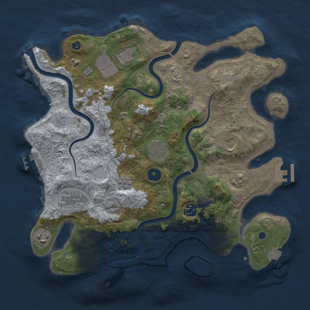 Rust Map: Procedural Map, Size: 3500, Seed: 451762536, 13 Monuments