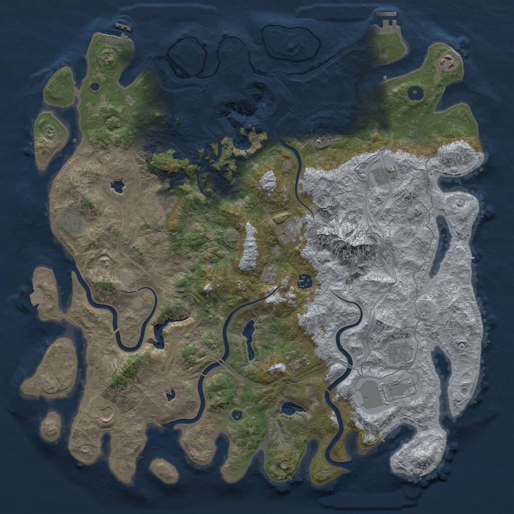 Rust Map: Procedural Map, Size: 5000, Seed: 523553510, 17 Monuments