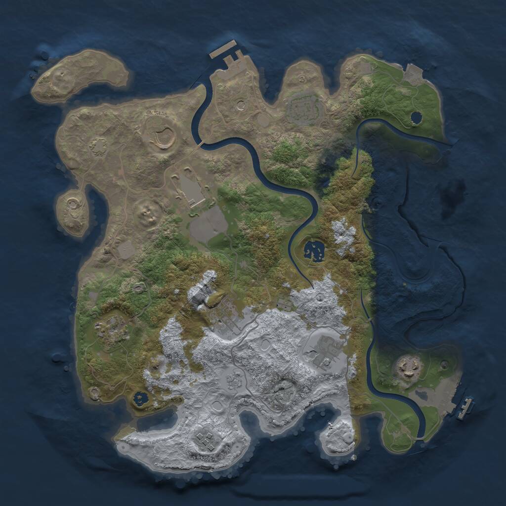 Rust Map: Procedural Map, Size: 3500, Seed: 551609095, 15 Monuments