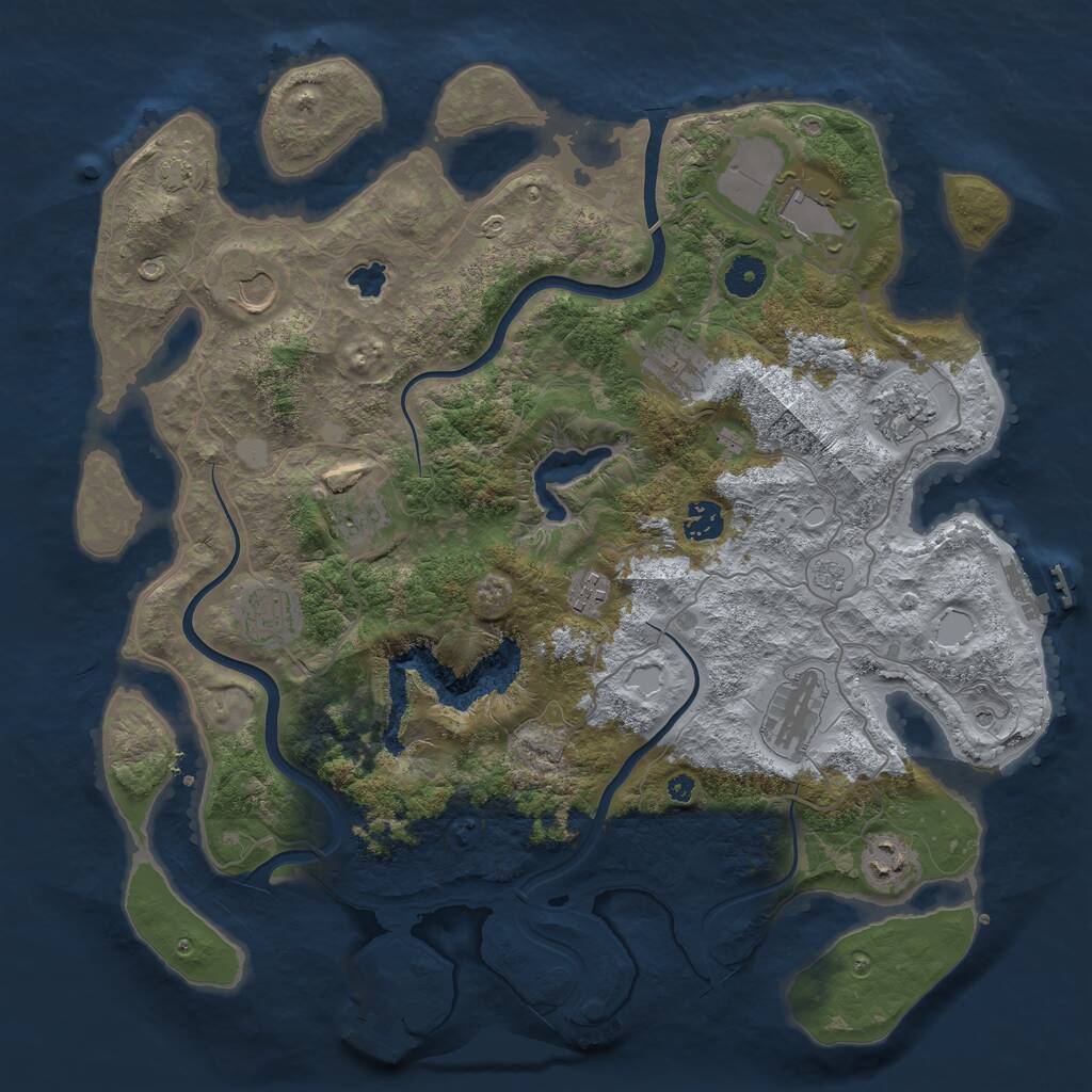 Rust Map: Procedural Map, Size: 4000, Seed: 2086381761, 16 Monuments