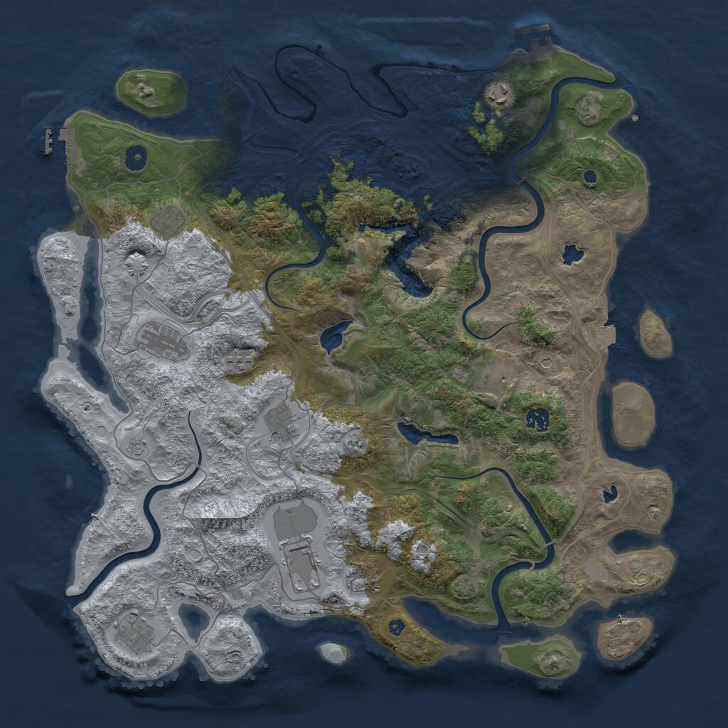 Rust Map: Procedural Map, Size: 4500, Seed: 101023, 16 Monuments