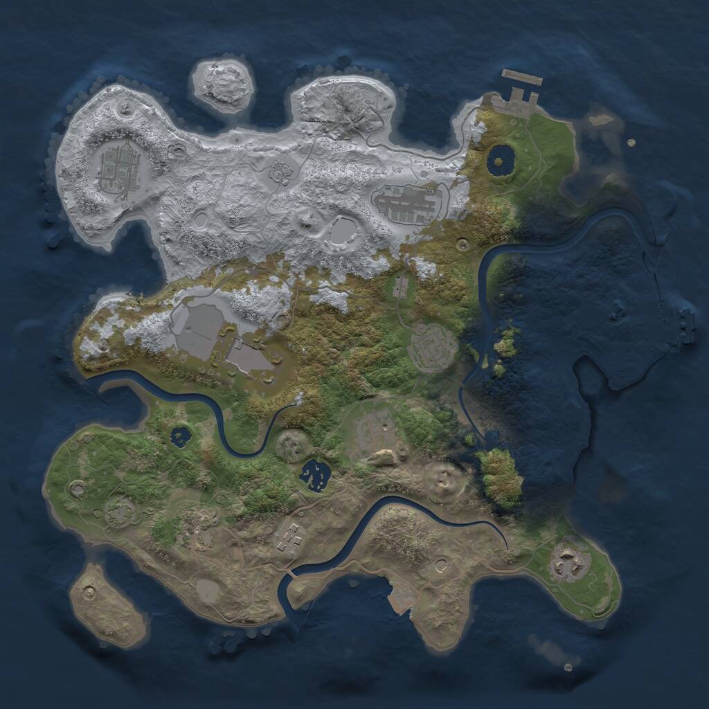 Rust Map: Procedural Map, Size: 3500, Seed: 689876027, 15 Monuments