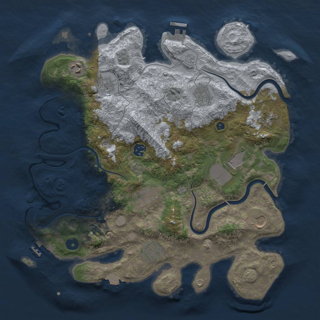 Rust Map: Procedural Map, Size: 3844, Seed: 511758130, 16 Monuments