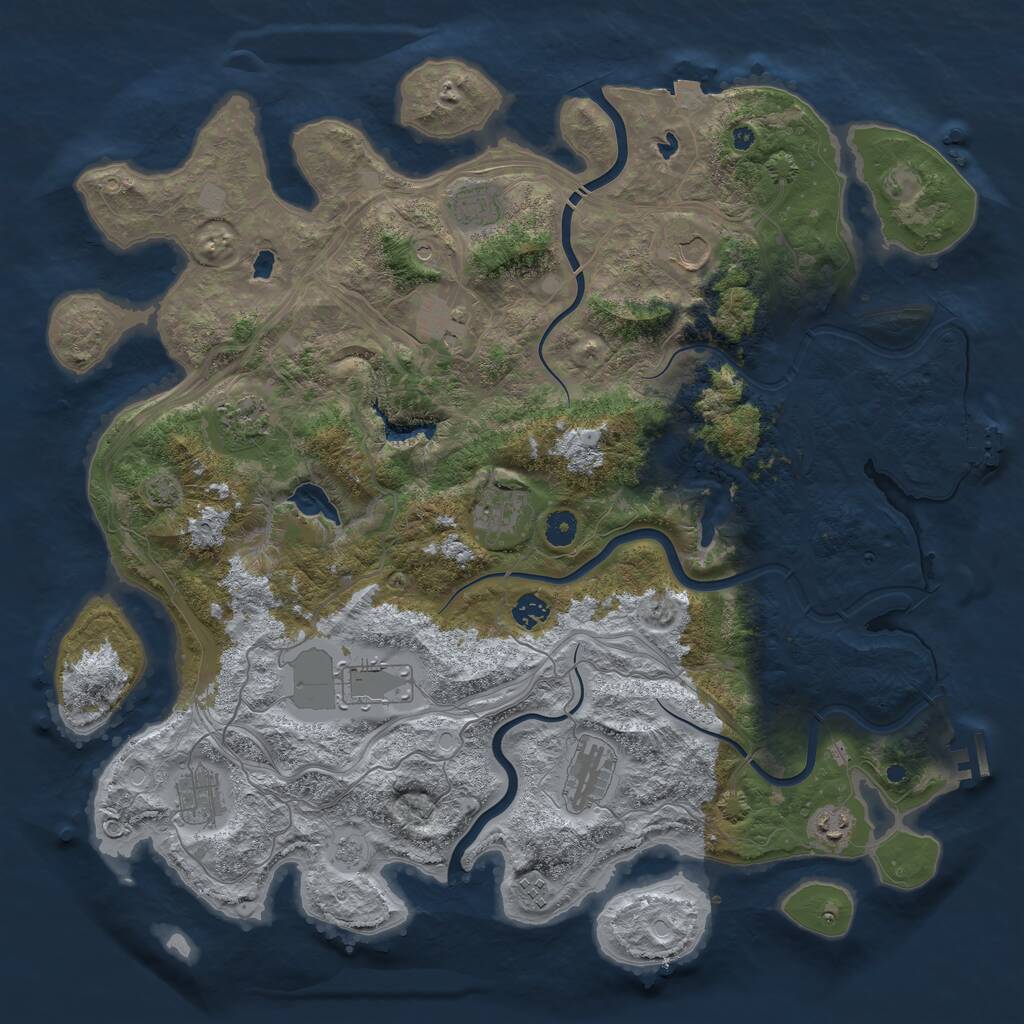 Rust Map: Procedural Map, Size: 4500, Seed: 876423309, 17 Monuments