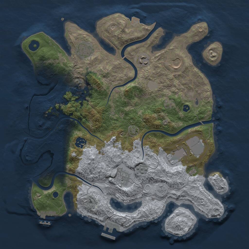 Rust Map: Procedural Map, Size: 3500, Seed: 1946197999, 13 Monuments