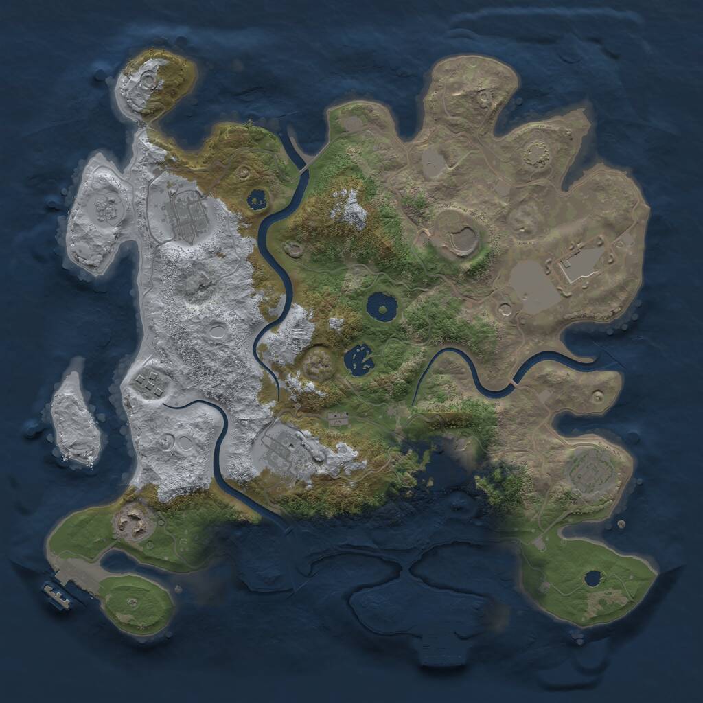 Rust Map: Procedural Map, Size: 3500, Seed: 1028901072, 15 Monuments