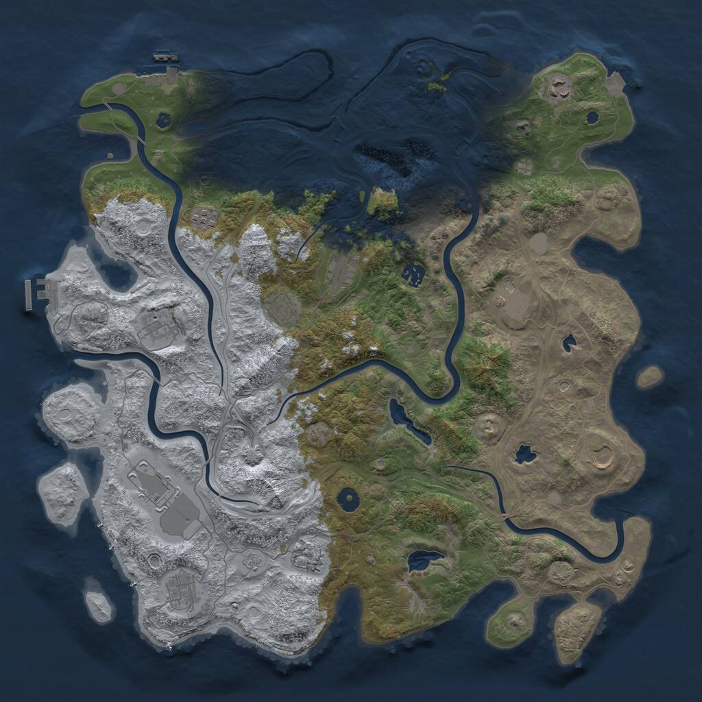 Rust Map: Procedural Map, Size: 4600, Seed: 1571590784, 17 Monuments