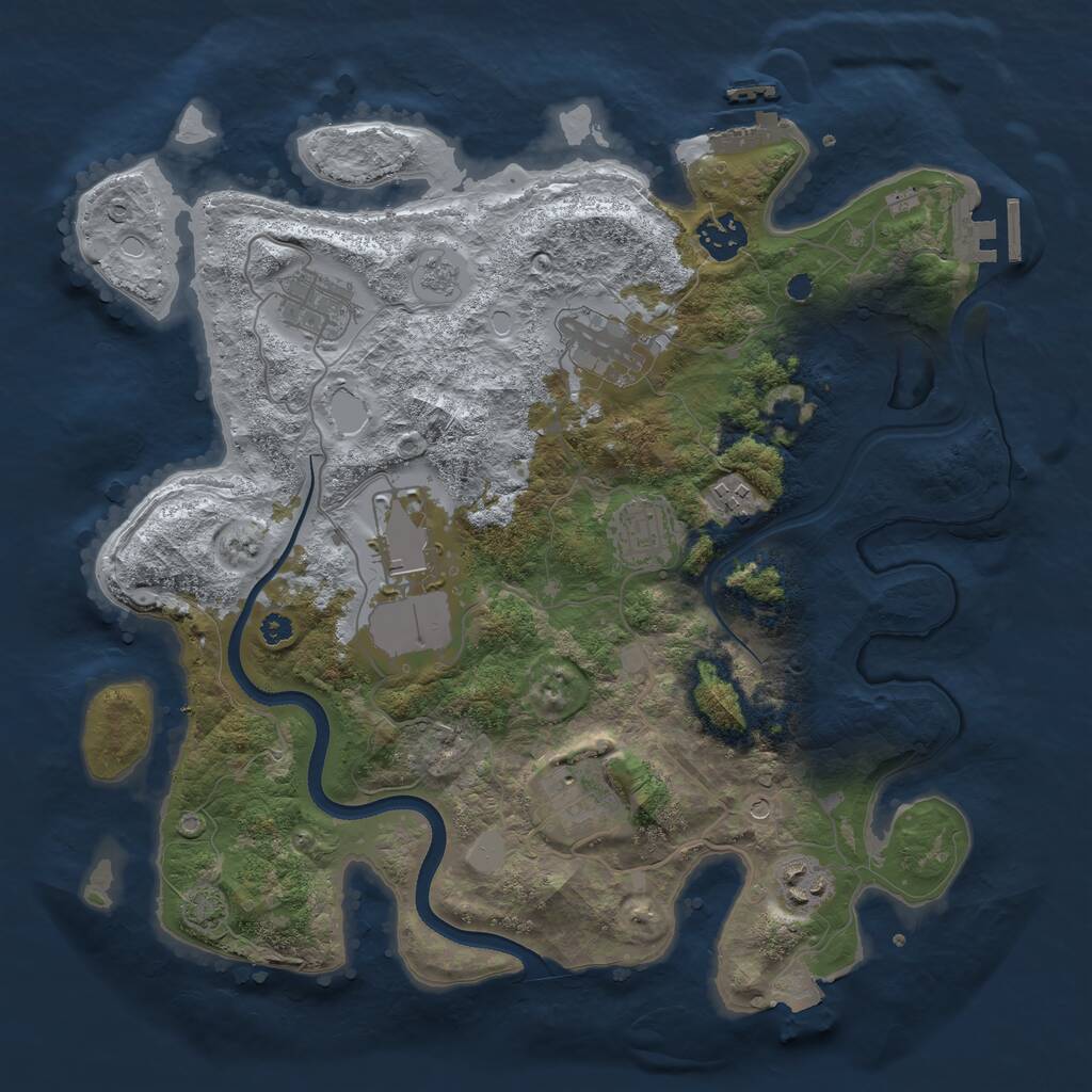 Rust Map: Procedural Map, Size: 3500, Seed: 1785438056, 14 Monuments