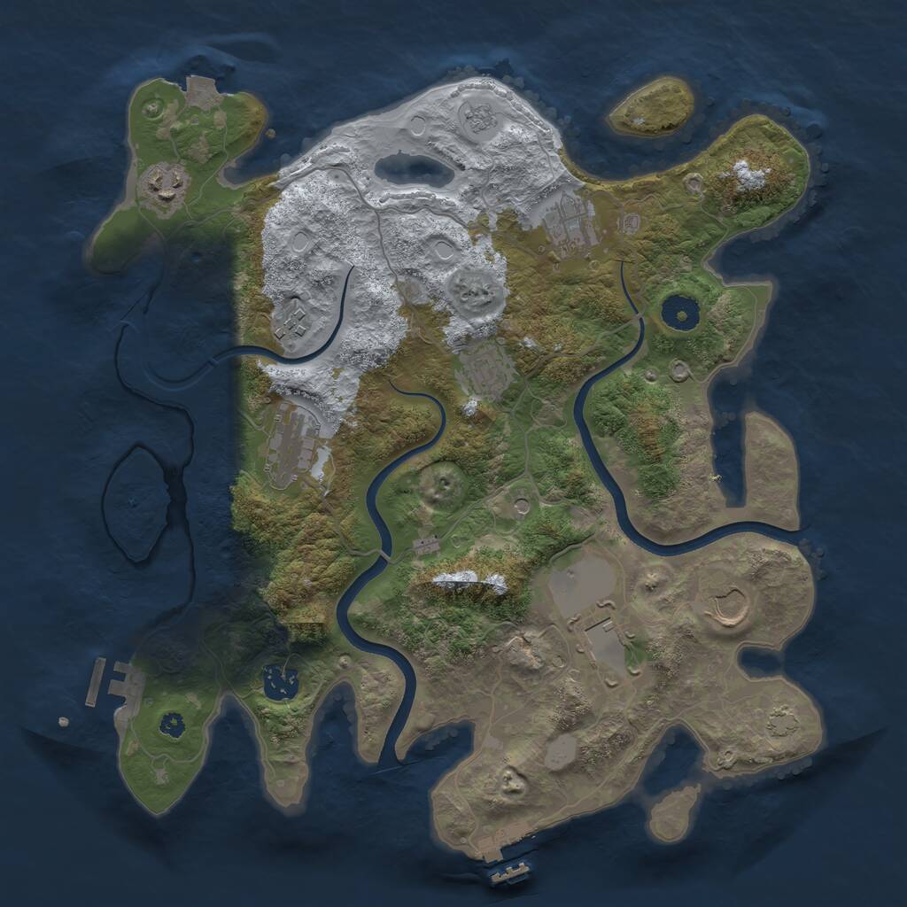 Rust Map: Procedural Map, Size: 3650, Seed: 715565894, 14 Monuments