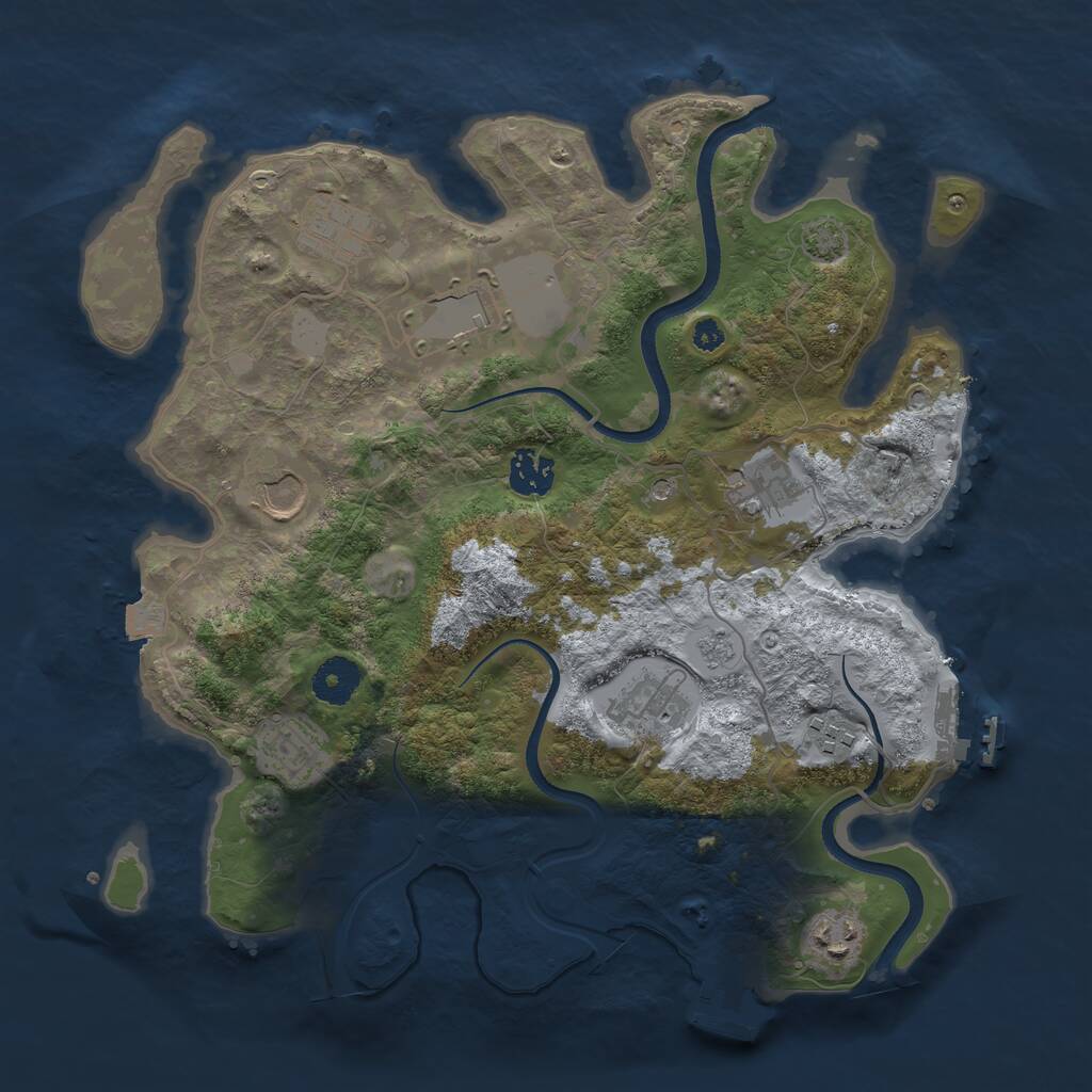 Rust Map: Procedural Map, Size: 3500, Seed: 1713467673, 15 Monuments