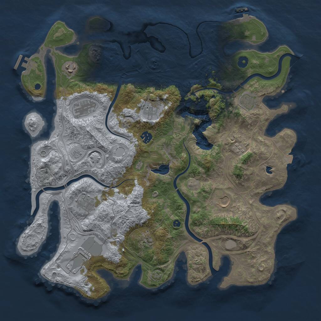 Rust Map: Procedural Map, Size: 4250, Seed: 664922374, 16 Monuments