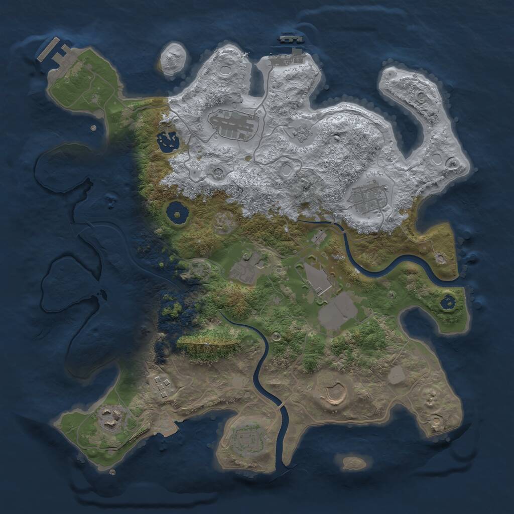 Rust Map: Procedural Map, Size: 3500, Seed: 364653741, 15 Monuments