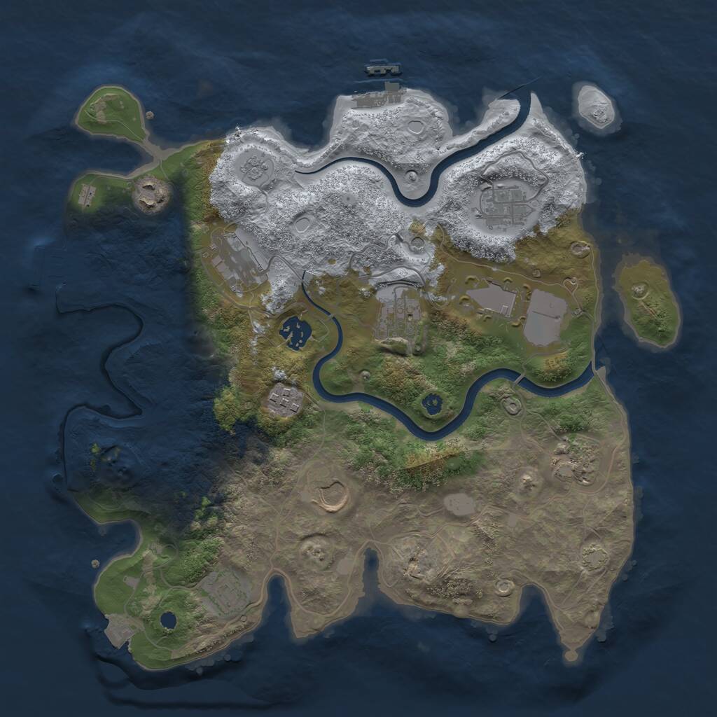 Rust Map: Procedural Map, Size: 3500, Seed: 774219053, 16 Monuments