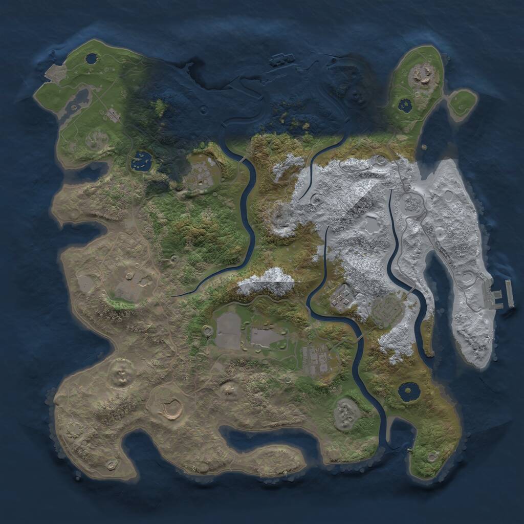Rust Map: Procedural Map, Size: 3800, Seed: 30726, 15 Monuments