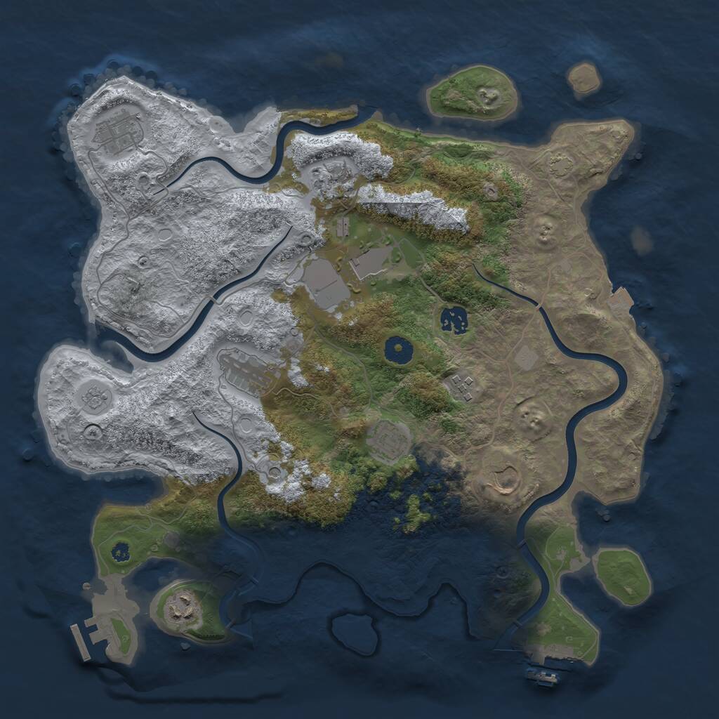Rust Map: Procedural Map, Size: 3800, Seed: 52368775, 15 Monuments