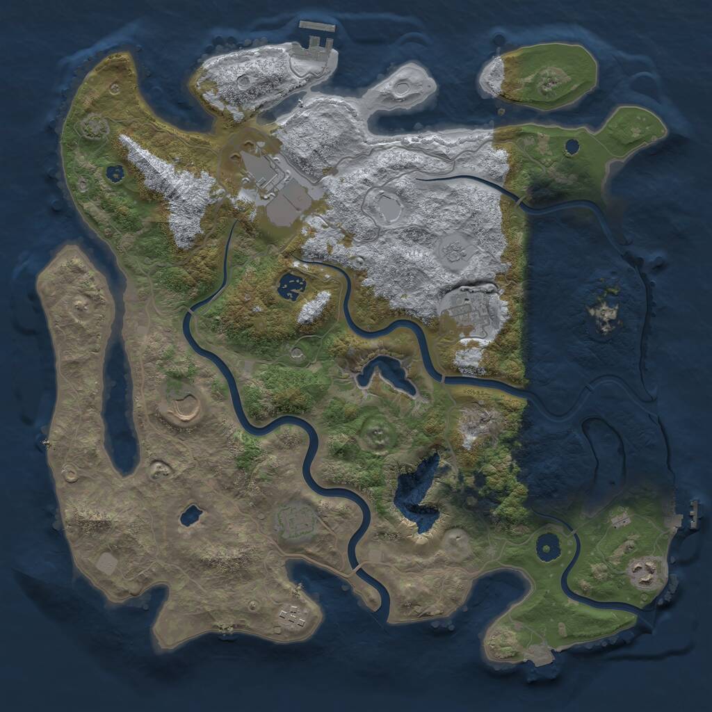 Rust Map: Procedural Map, Size: 4000, Seed: 881856222, 13 Monuments