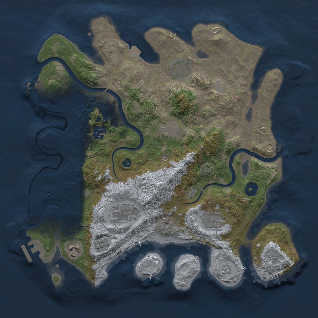 Rust Map: Procedural Map, Size: 3500, Seed: 313456322, 13 Monuments