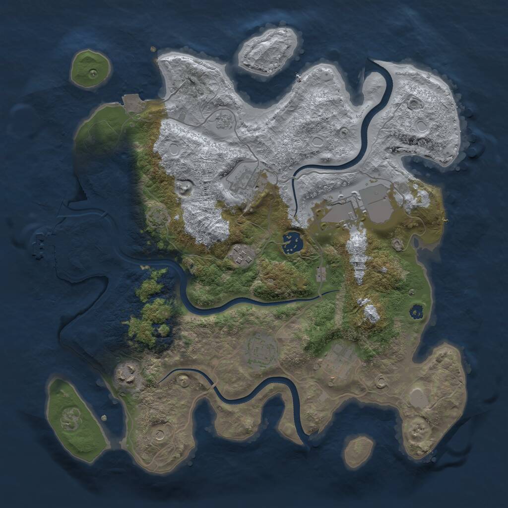 Rust Map: Procedural Map, Size: 3500, Seed: 1323518929, 12 Monuments