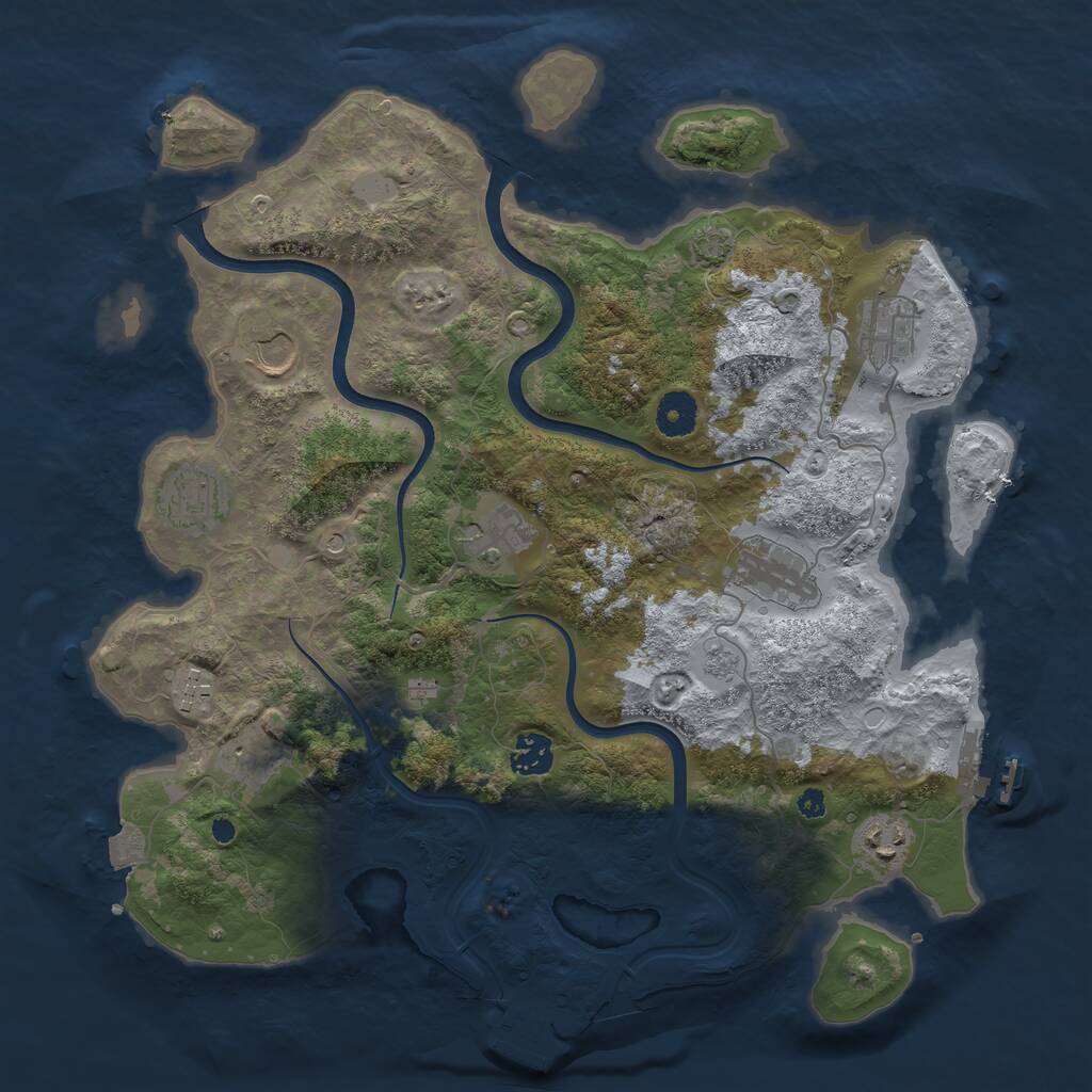 Rust Map: Procedural Map, Size: 3750, Seed: 639602484, 15 Monuments