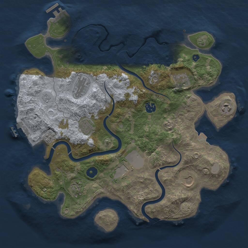 Rust Map: Procedural Map, Size: 3500, Seed: 2123444968, 15 Monuments