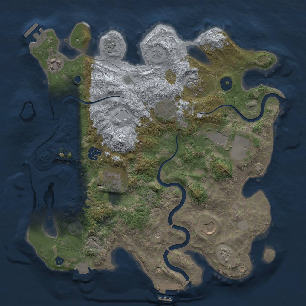 Rust Map: Procedural Map, Size: 3500, Seed: 428934123, 14 Monuments