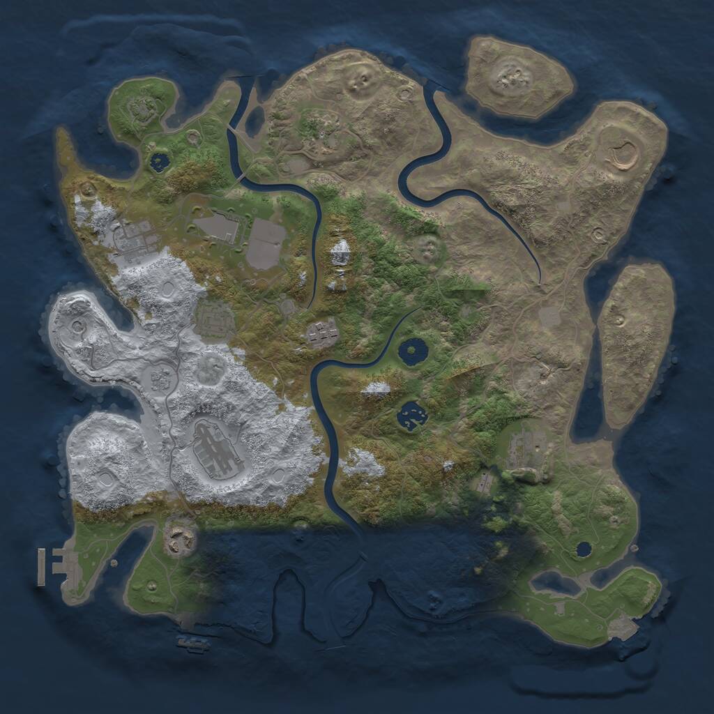Rust Map: Procedural Map, Size: 3800, Seed: 1902506873, 16 Monuments