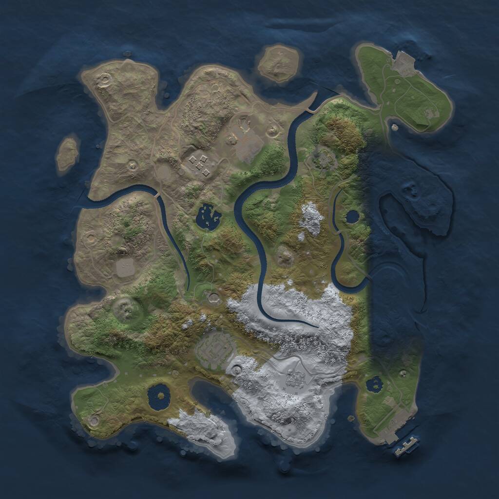 Rust Map: Procedural Map, Size: 3000, Seed: 675432, 9 Monuments